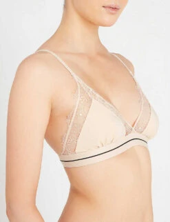 Love Stories Love Lace Velvet And Lace Bralette -Ted Bakee Fashion Shop 109 3004734 L001005204 SAND ALT03