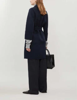 Arona Single-breasted Wool Coat 8 Arona Single-breasted Wool Coat -Ted Bakee Fashion Shop 168 82052654 ARONA MIDNIGHT ALT02