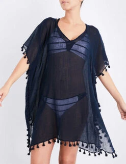 Seafolly Amnesia Crinkled-cotton Kaftan -Ted Bakee Fashion Shop 186 3000714 52162 INDIGO ALT03