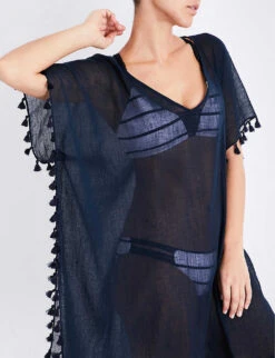 Seafolly Amnesia Crinkled-cotton Kaftan -Ted Bakee Fashion Shop 186 3000714 52162 INDIGO ALT04
