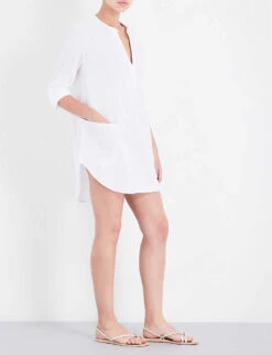 Seafolly Boyfriend Cotton Beach Shirt -Ted Bakee Fashion Shop 186 3000714 52815TO WHITE ALT01