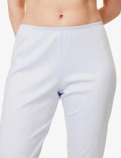 HANRO Pure Essence Cotton-jersey Pyjama Set -Ted Bakee Fashion Shop 211 1000262 077949 BLUEGLOW ALT03