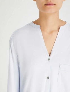 HANRO Pure Essence Cotton-jersey Pyjama Set -Ted Bakee Fashion Shop 211 1000262 077949 BLUEGLOW ALT04