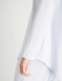 HANRO Pure Essence Cotton-jersey Pyjama Set -Ted Bakee Fashion Shop 211 1000262 077949 BLUEGLOW ALT05