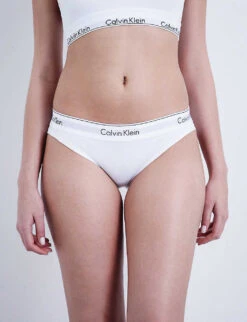 Calvin Klein Modern Stretch-cotton Bikini Briefs -Ted Bakee Fashion Shop 212 3003262 F3787E 100WHITE ALT05