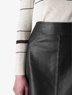 Whistles A-line Leather Mini Skirt -Ted Bakee Fashion Shop 501 10019 027385 BLACK ALT02