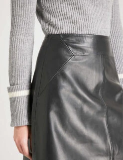 Whistles A-line Leather Mini Skirt -Ted Bakee Fashion Shop 501 10019 027385 BLACK ALT04