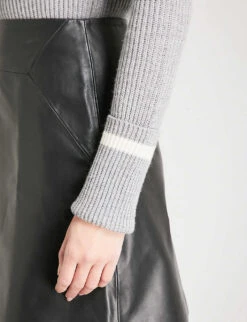 Whistles A-line Leather Mini Skirt -Ted Bakee Fashion Shop 501 10019 027385 BLACK ALT05