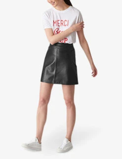 Whistles A-line Leather Skirt -Ted Bakee Fashion Shop 501 10019 027922 BLACK ALT01