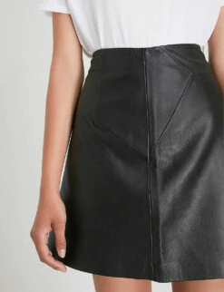 Whistles A-line Leather Skirt -Ted Bakee Fashion Shop 501 10019 027922 BLACK ALT04