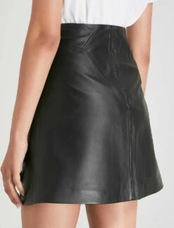 Whistles A-line Leather Skirt -Ted Bakee Fashion Shop 501 10019 027922 BLACK ALT05