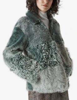 Whistles Hema Contrast-panel Shearling Coat -Ted Bakee Fashion Shop 501 10019 030734 ALT03