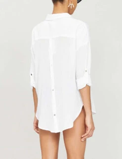 Seafolly Classic Cotton Beach Shirt -Ted Bakee Fashion Shop R00008310 WHITE ALT02