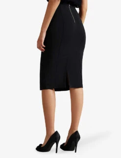 Ted Baker Raees High-waisted Stretch-crepe Midi Skirt -Ted Bakee Fashion Shop R00022001 BLACK ALT03