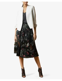 Ted Baker Cropped Sleeve Regular-fit Crepe Jacket -Ted Bakee Fashion Shop R00022009 IVORY ALT01