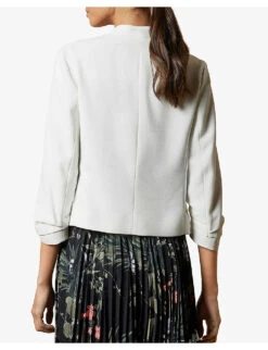Ted Baker Cropped Sleeve Regular-fit Crepe Jacket -Ted Bakee Fashion Shop R00022009 IVORY ALT02