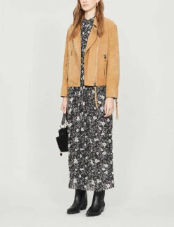 Whistles Tessa Suede Biker Jacket -Ted Bakee Fashion Shop R00118238 CREAM ALT01