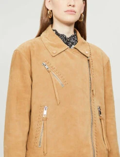 Whistles Tessa Suede Biker Jacket -Ted Bakee Fashion Shop R00118238 CREAM ALT03