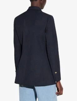 Sandro Sienne Double-breasted Stretch-crepe Blazer -Ted Bakee Fashion Shop R03631030 NAVYBLUE ALT03