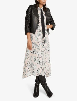 CLAUDIE PIERLOT Biker-collar Leather Jacket 5 CLAUDIE PIERLOT Biker-collar Leather Jacket -Ted Bakee Fashion Shop R03631326 BLACK ALT02