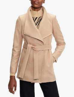Ted Baker Rytaa Wrap Wool-blend Coat -Ted Bakee Fashion Shop R03640583 CAMEL ALT02