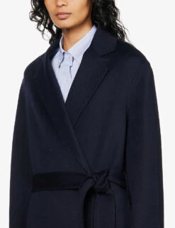 Joseph Cenda Wool And Cashmere-blend Belted Coat -Ted Bakee Fashion Shop R03658501 NAVY ALT04