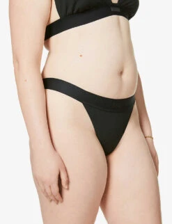Ribbed Stretch Cotton Thong -Ted Bakee Fashion Shop R03665236 SOOT ALT02