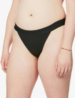 Ribbed Stretch Cotton Thong -Ted Bakee Fashion Shop R03665236 SOOT ALT04