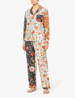 Persephone Floral-print Organic Cotton Pyjama Set -Ted Bakee Fashion Shop R03674472 PATCHWORK ALT01