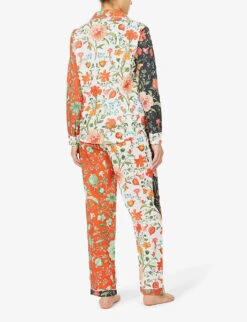 Persephone Floral-print Organic Cotton Pyjama Set -Ted Bakee Fashion Shop R03674472 PATCHWORK ALT02
