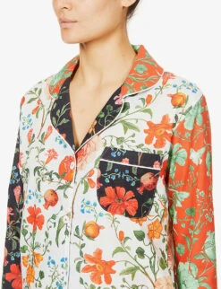 Persephone Floral-print Organic Cotton Pyjama Set -Ted Bakee Fashion Shop R03674472 PATCHWORK ALT03