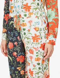 Persephone Floral-print Organic Cotton Pyjama Set -Ted Bakee Fashion Shop R03674472 PATCHWORK ALT04