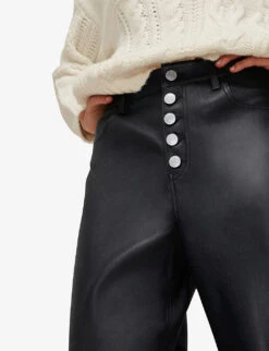 Whistles High-waisted Stretch Leather Trousers -Ted Bakee Fashion Shop R03701720 BLACK ALT03