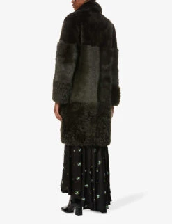 Whistles Cosma Reversible Contrast-panel Shearling Coat -Ted Bakee Fashion Shop R03706922 KHAKIOLIVE ALT02