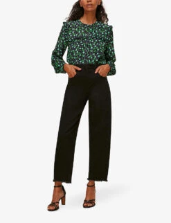 Whistles Sustainable Edit Winter Ditsy Floral-print Woven Top -Ted Bakee Fashion Shop R03711771 MULTICOLOURED ALT03