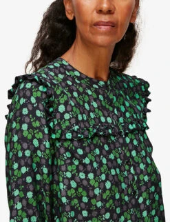 Whistles Sustainable Edit Winter Ditsy Floral-print Woven Top -Ted Bakee Fashion Shop R03711771 MULTICOLOURED ALT04