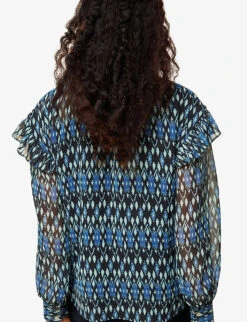 Whistles Ikat-print Crepe Blouse -Ted Bakee Fashion Shop R03720341 MULTICOLOURED ALT02