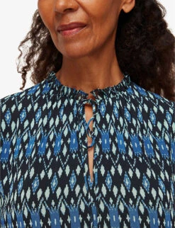 Whistles Ikat-print Crepe Blouse -Ted Bakee Fashion Shop R03720341 MULTICOLOURED ALT03