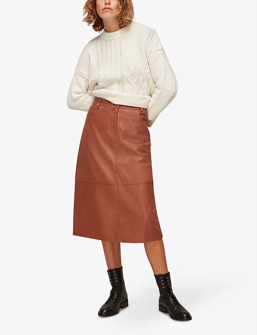 Whistles High-waisted Leather Midi Skirt 2 Whistles High-waisted Leather Midi Skirt - Image 2