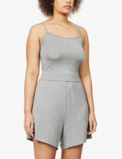 Sleep High-rise Stretch-jersey Pyjama Shorts -Ted Bakee Fashion Shop R03737190 S HEATHERGREY ALT02