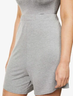 Sleep High-rise Stretch-jersey Pyjama Shorts -Ted Bakee Fashion Shop R03737190 S HEATHERGREY ALT04