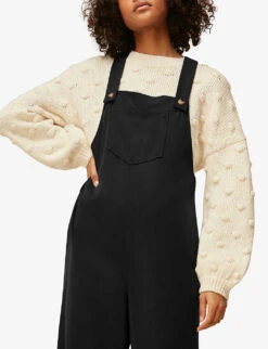 Whistles Rita Easy Woven Dungarees -Ted Bakee Fashion Shop R03745573 BLACK ALT04