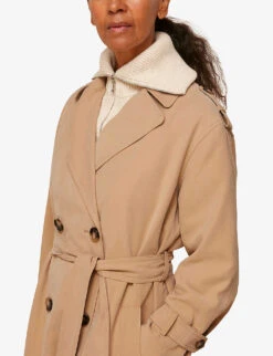 Whistles Riley Double-breasted Woven Trench Coat -Ted Bakee Fashion Shop R03749140 CREAM ALT04