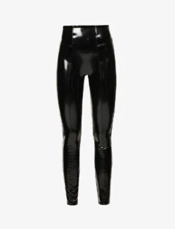 Spanx High-rise Faux-patent Stretch-woven Leggings