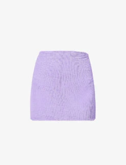 High-rise Seersucker Stretch-woven Mini Skirt