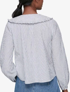 Whistles Oversized Collar Striped Stretch-cotton Top -Ted Bakee Fashion Shop R03789453 MULTICOLOURED ALT02