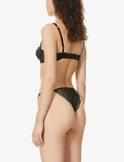 Athena Semi-sheer Stretch-woven Balconette Bra 8 Athena Semi-sheer Stretch-woven Balconette Bra -Ted Bakee Fashion Shop R03796310 BLACK ALT03