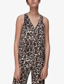 Whistles Clouded Leopard-print Woven Jumpsuit -Ted Bakee Fashion Shop R03802100 MULTICOLOURED ALT02