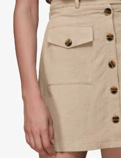 Whistles High-waist Linen Mini Skirt 7 Whistles High-waist Linen Mini Skirt -Ted Bakee Fashion Shop R03806757 TAN ALT03