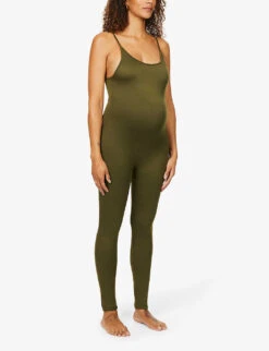 Maternity The Kate Sleeveless Stretch-woven Unitard 7 Maternity The Kate Sleeveless Stretch-woven Unitard -Ted Bakee Fashion Shop R03811961 OLIVE ALT02
